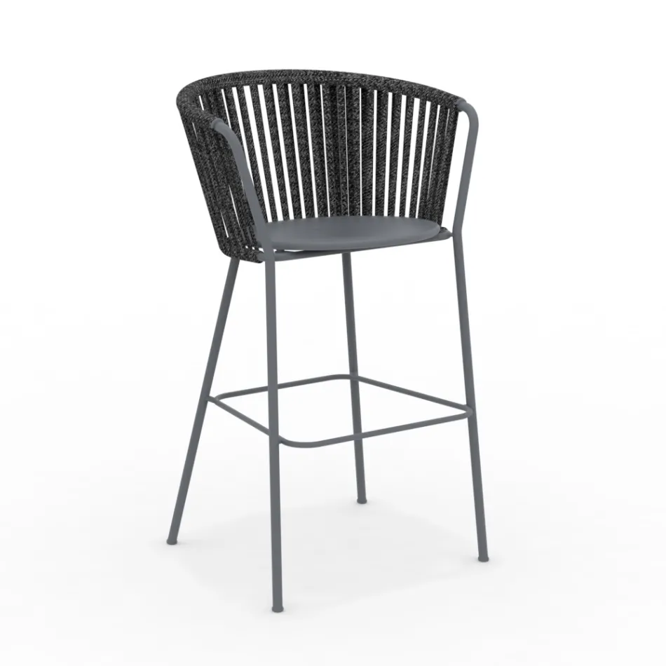 Stainless Steel Garden Stool and Rope Backrest - Luxura Viadurini