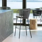 Stainless Steel Garden Stool and Rope Backrest - Luxura Viadurini