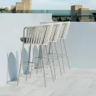 Stainless Steel Garden Stool and Rope Backrest - Luxura Viadurini