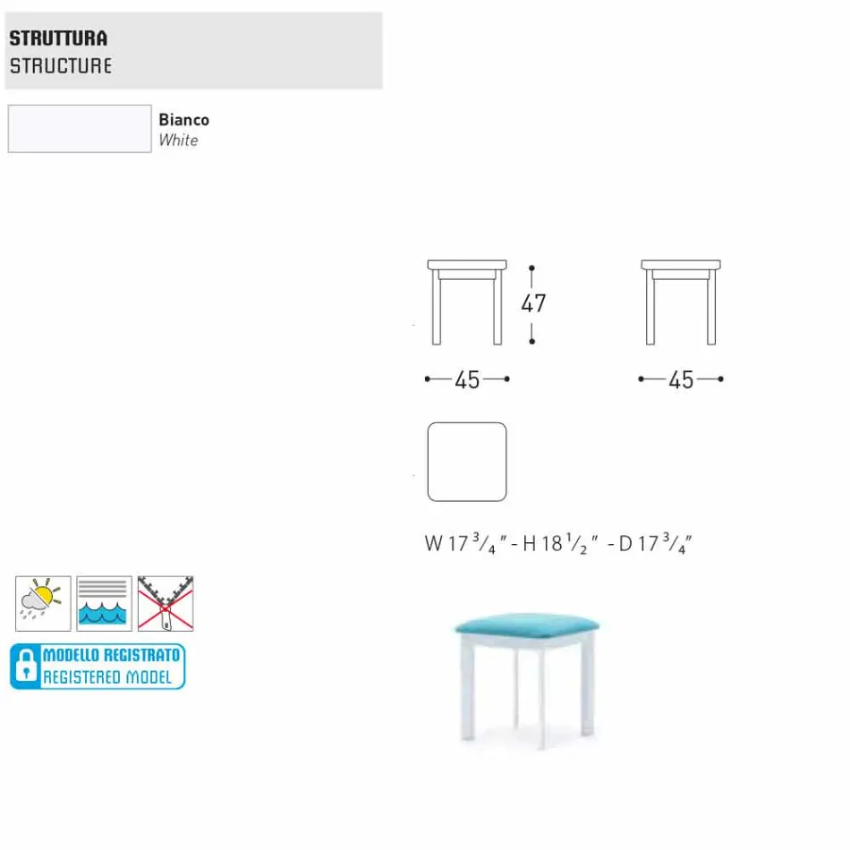 Varaschin System garden stool in upholstered fabric and aluminum Viadurini