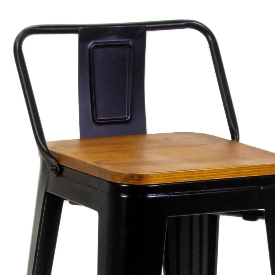 Indoor and Outdoor Stool in Iron and Wood - Stationery Viadurini