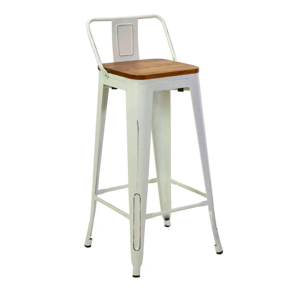 Indoor and Outdoor Stool in Iron and Wood - Stationery Viadurini