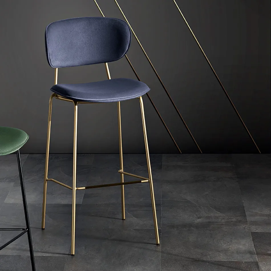 Dining Stool in Fabric of 2 Different Finishes Made in Italy - Sanemi Viadurini