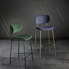 Dining Stool in Fabric of 2 Different Finishes Made in Italy - Sanemi Viadurini