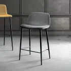 Dining Stool in Vulcano Fabric and Metal Legs Made in Italy - Amane Viadurini