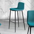 Dining Stool in Vulcano Fabric and Metal Legs Made in Italy - Amane