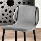 Design Living Room Stool in Fabric with Border and Anthracite Metal - Scarat Viadurini