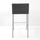 Living Room Stool with Low Backrest Made in Italy - Orietta Viadurini