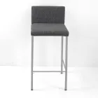 Living Room Stool with Low Backrest Made in Italy - Orietta Viadurini