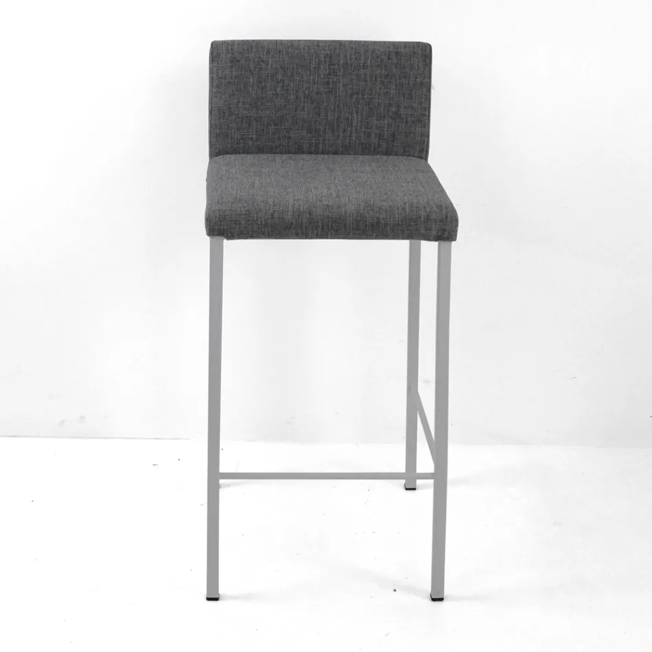 Living Room Stool with Low Backrest Made in Italy - Orietta Viadurini