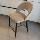 Living Room Stool with Metal Structure and Galvanic Brass Tips - Sergei Viadurini