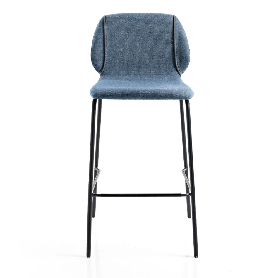 Elegant Modern Design Living Room Stool in Fabric with Border - Scarat Viadurini