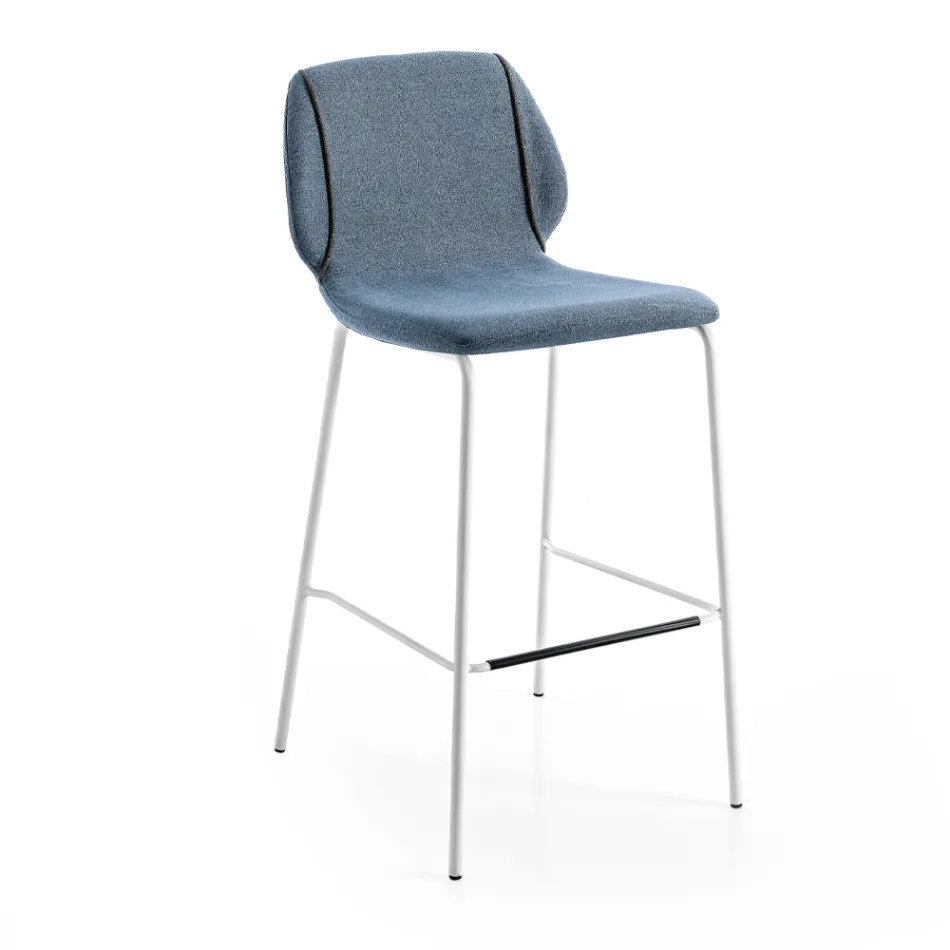 Elegant Modern Design Living Room Stool in Fabric with Border - Scarat Viadurini