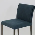 Living Room Stool in Faux Leather and Structure in Nikel Made in Italy - Cleto Viadurini