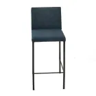 Living Room Stool in Faux Leather and Structure in Nikel Made in Italy - Cleto Viadurini