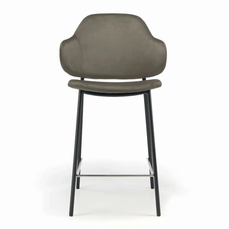 Living Room Stool Made of Steel and Velvet Made in Italy - Rimini Viadurini