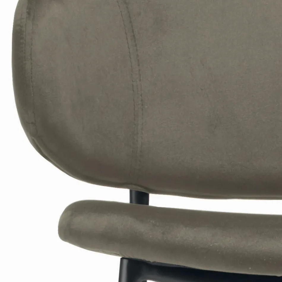 Living Room Stool Made of Steel and Velvet Made in Italy - Rimini Viadurini