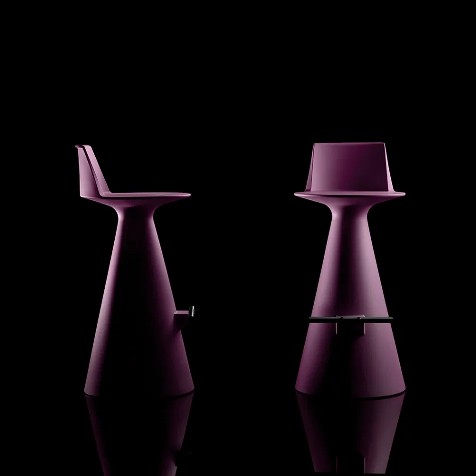 Living Room Stool Made of Polyethylene with Footrest - Ellipse Viadurini