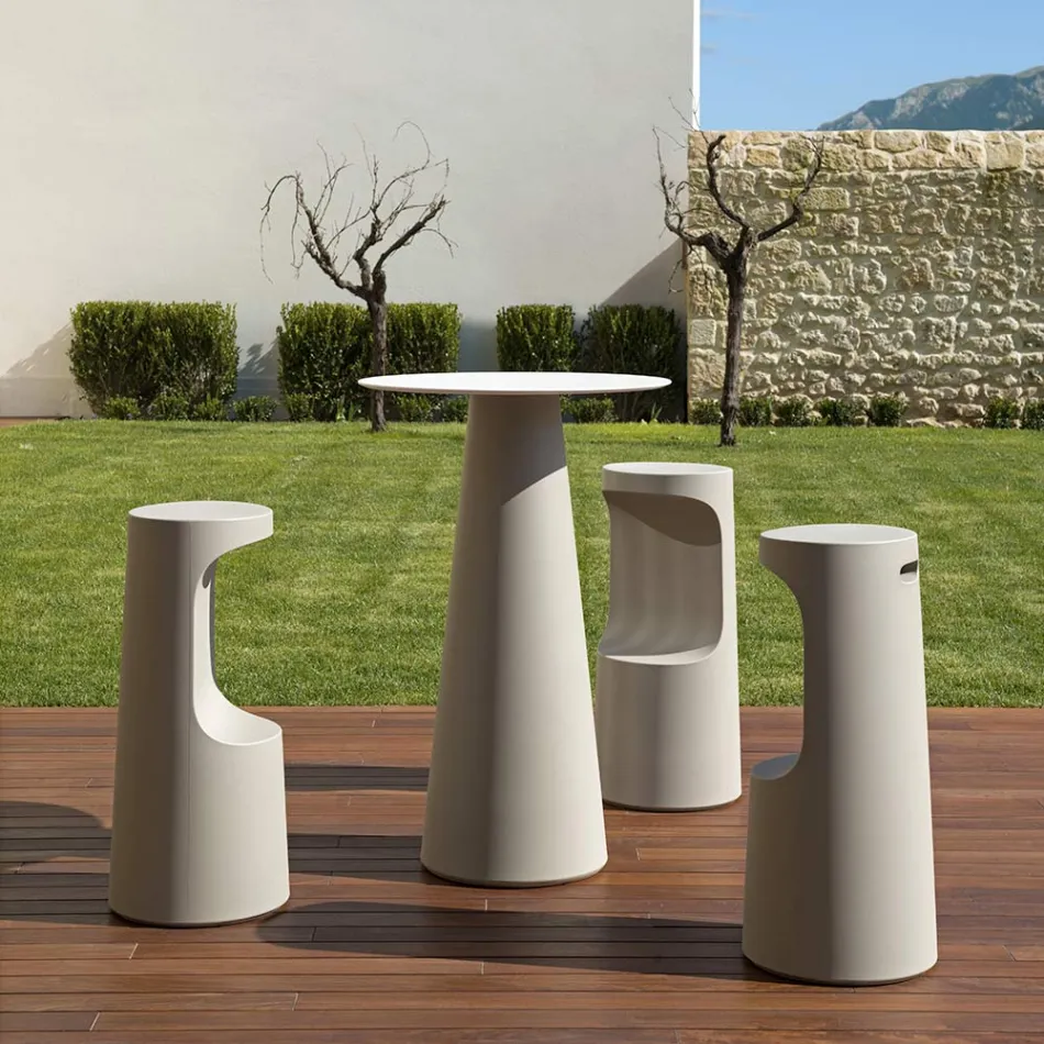 High Design Stool in Matt Polyethylene for Outdoors Made in Italy - Forlina Viadurini