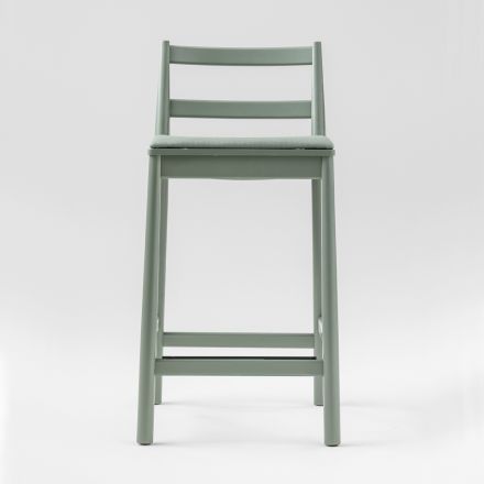 Luxury Stool in Solid Beech with Fabric Seat Made in Italy - Nora Viadurini