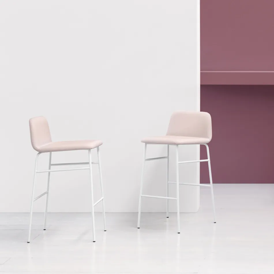 Luxury Stool Covered in Fabric with Metal Base Made in Italy - Molde Viadurini