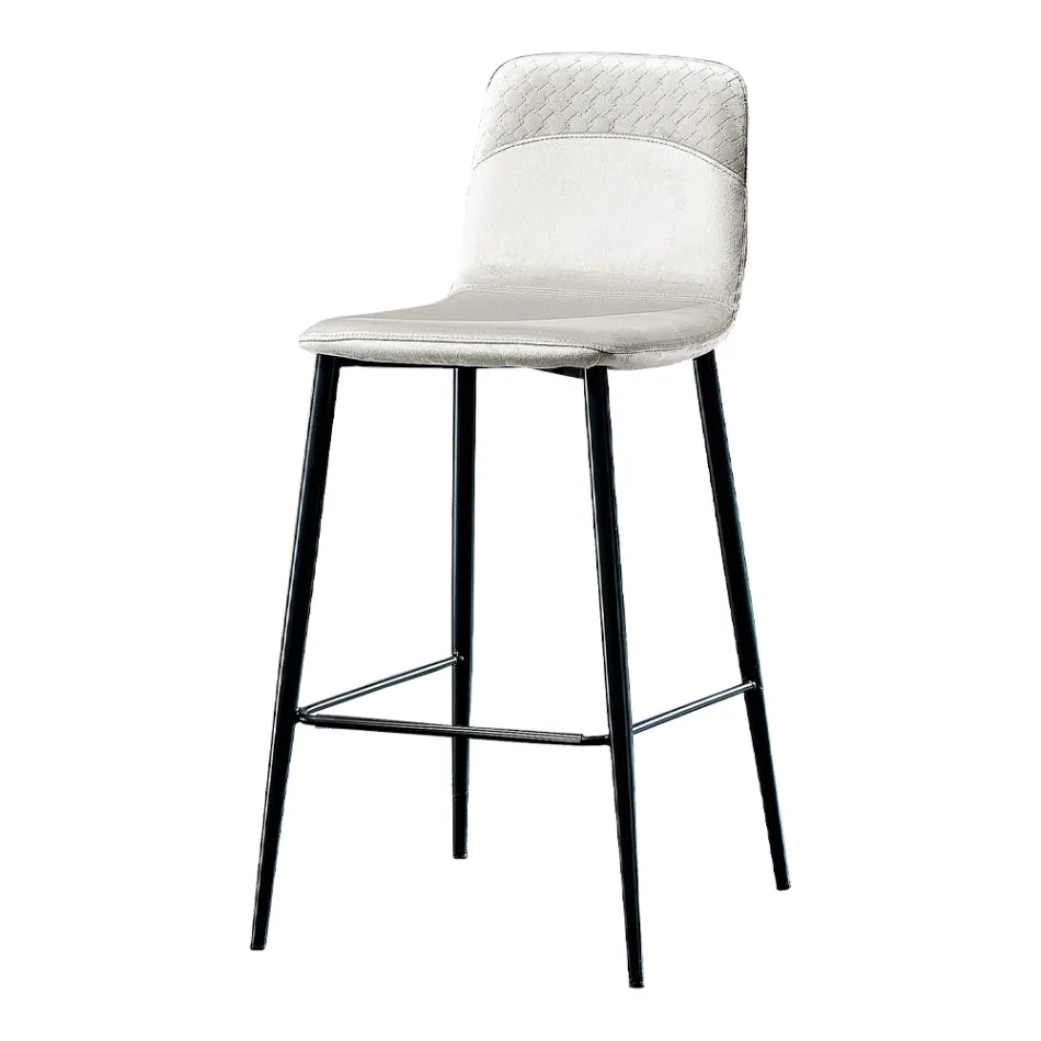 Elegant Stool of Modern Design in Colored Velvet and Metal - Bizet Viadurini