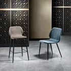 Elegant Stool in Colored Quilted Velvet and Anthracite Metal - Scarat Viadurini