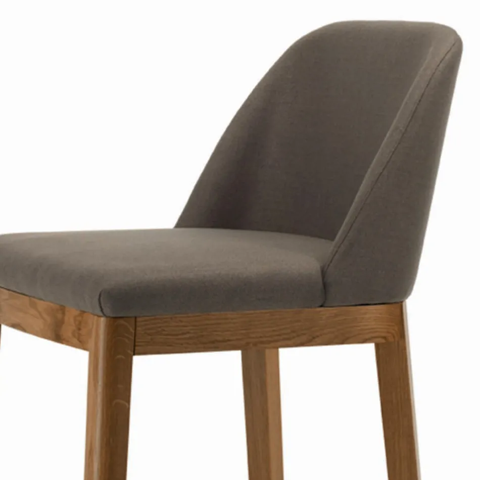 Fixed Stool with Wooden Legs and Padded Seat Made in Italy - Bari Viadurini