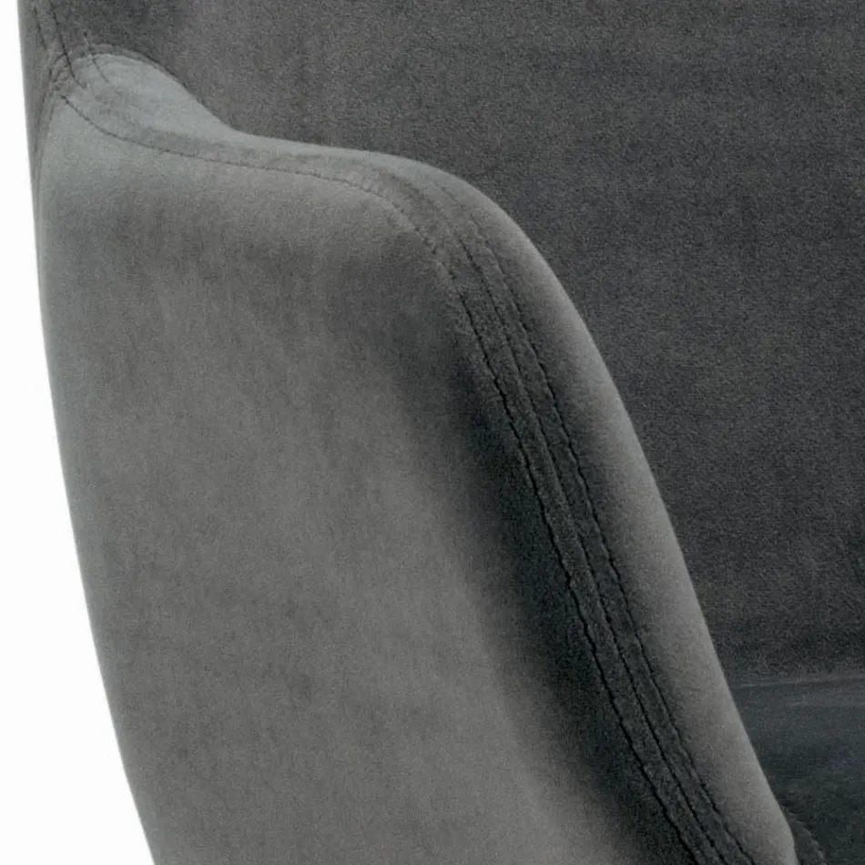 Fixed Stool with Upholstered Seat and Steel Base Made in Italy - Arona Viadurini