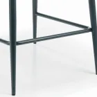 Fixed Stool with Upholstered Seat and Steel Base Made in Italy - Arona Viadurini