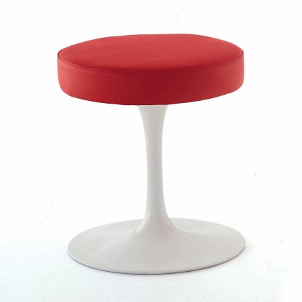Swivel Stool in Lacquered Aluminum with Leather Seat Made in Italy - Dacia Viadurini