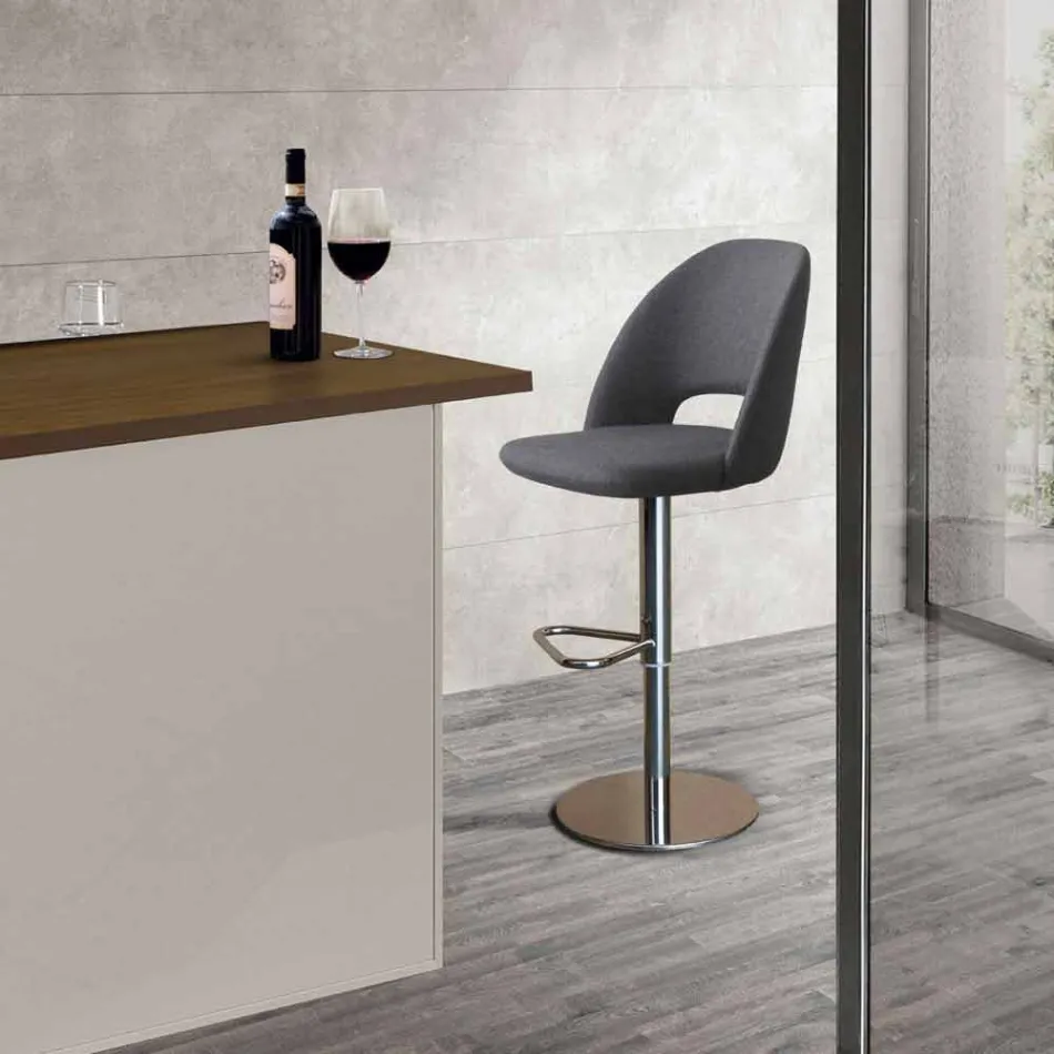 Swivel Stool in Fabric and Steel with Gas Lift Made in Italy - Marchesi Viadurini