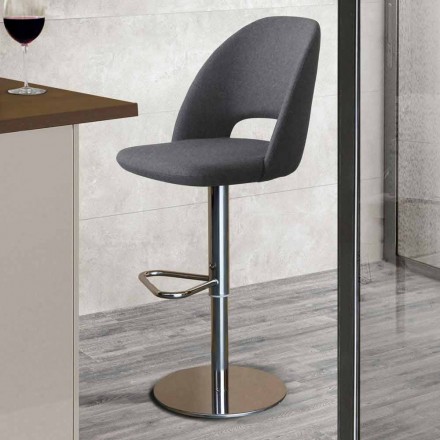 Swivel Stool in Fabric and Steel with Gas Lift Made in Italy - Marchesi Viadurini