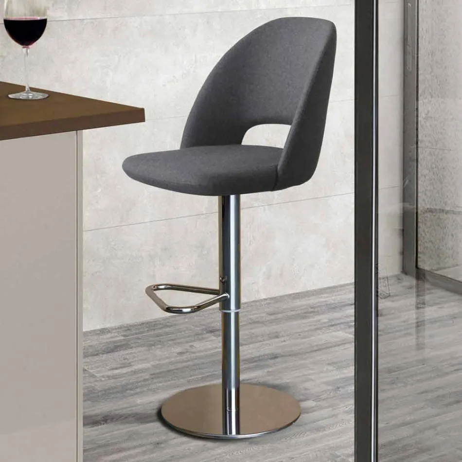 Swivel Stool in Fabric and Steel with Gas Lift Made in Italy - Marchesi Viadurini