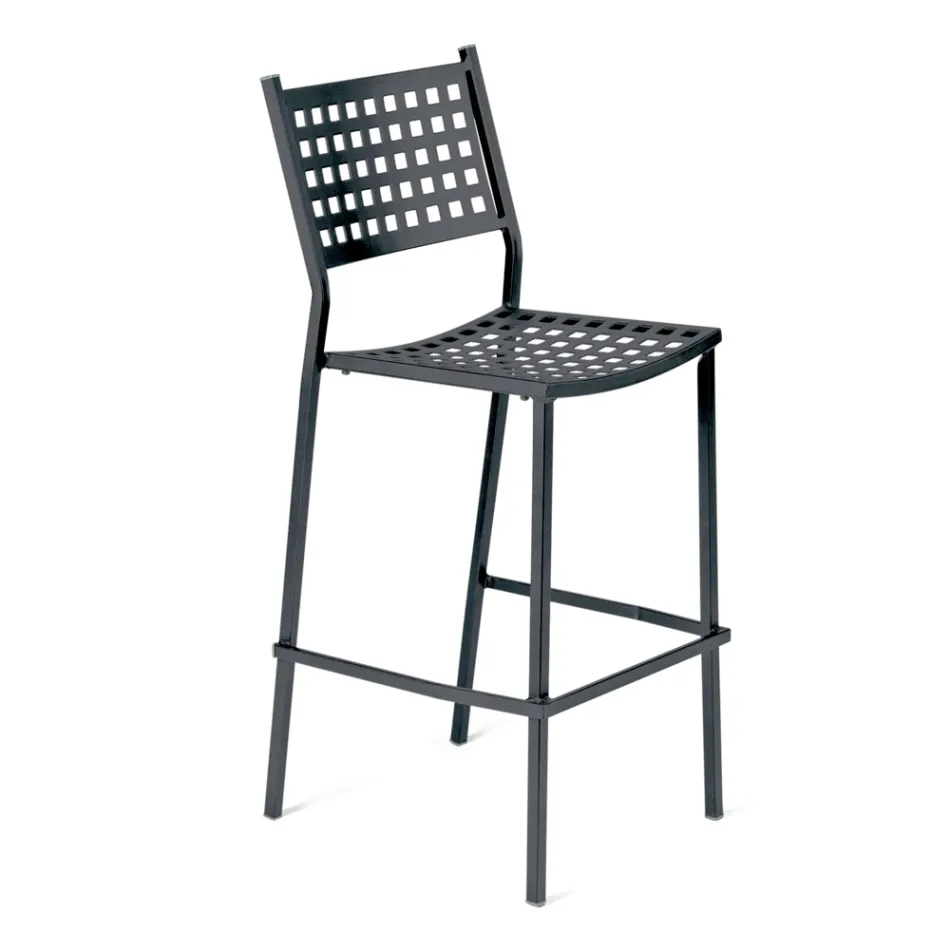Stackable Outdoor Stool in Painted Steel Made in Italy - Nilda Viadurini