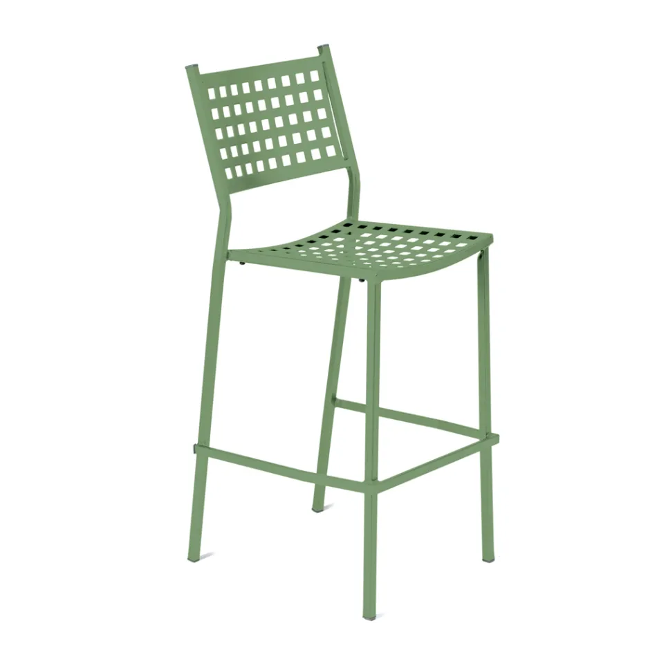Stackable Outdoor Stool in Painted Steel Made in Italy - Nilda Viadurini