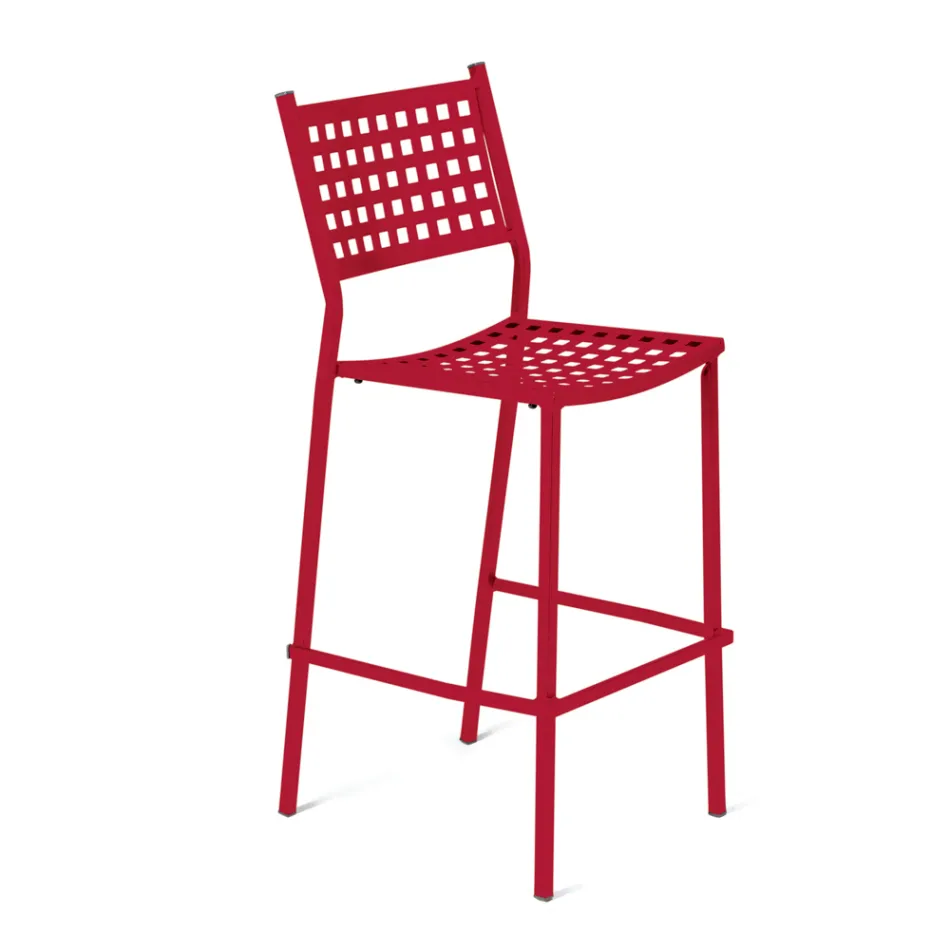 Stackable Outdoor Stool in Painted Steel Made in Italy - Nilda Viadurini