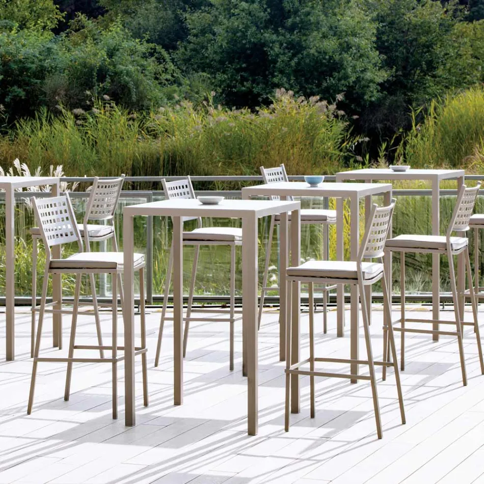 Stackable Outdoor Stool in Painted Steel Made in Italy - Nilda Viadurini