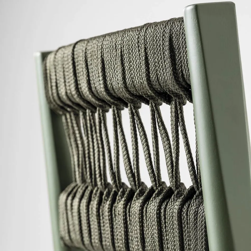 Stool in Solid Beech with Colored Rope Weaving Made in Italy - Nora Viadurini