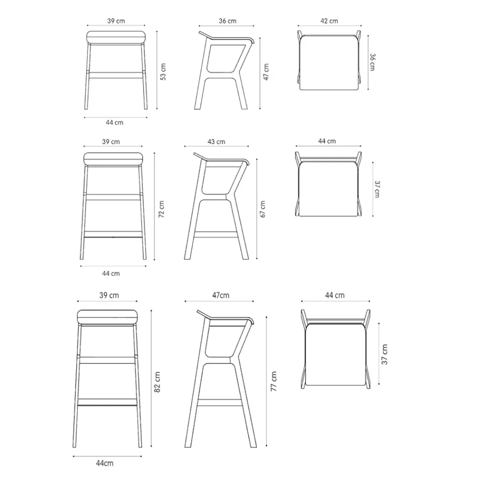 Stool in Solid Beech with Fabric Seat Made in Italy - Regensburg Viadurini