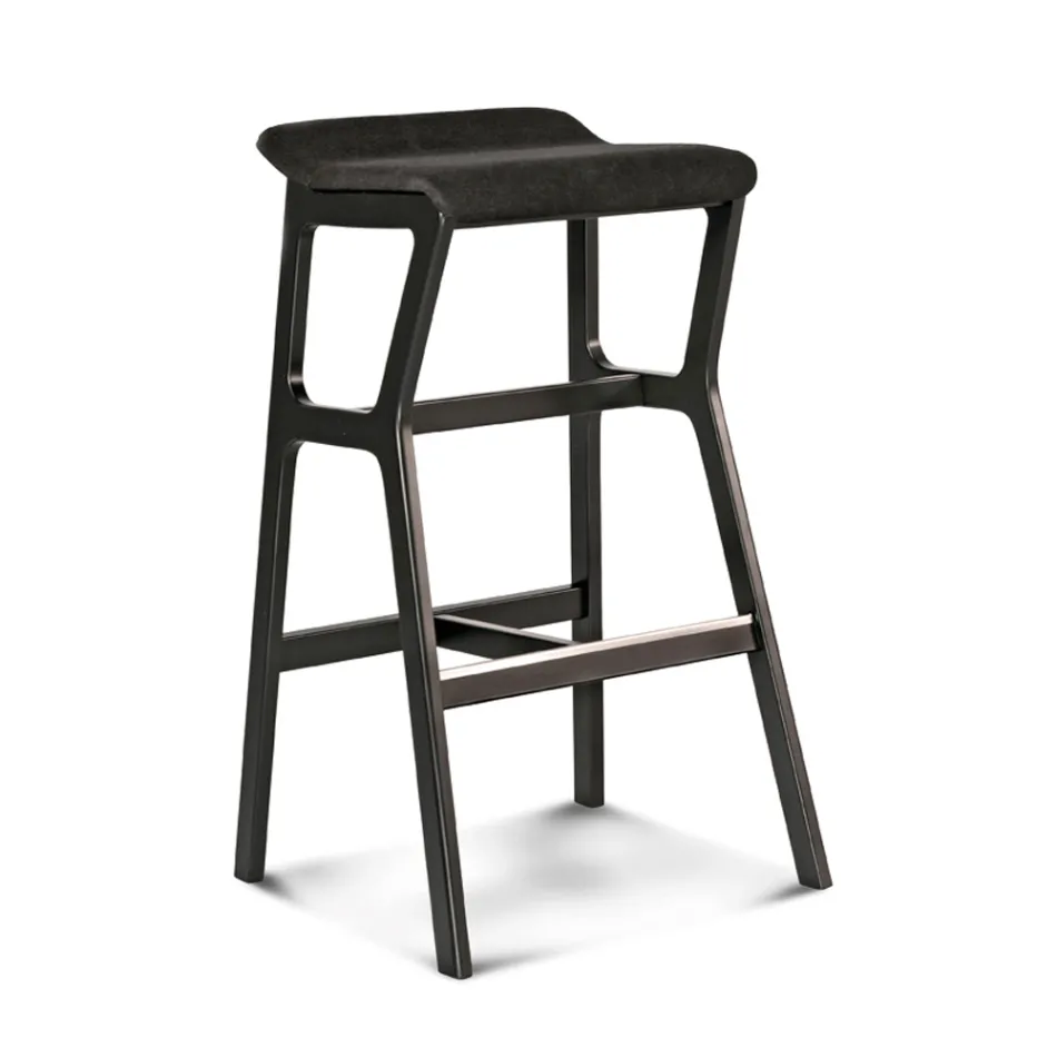 Stool in Solid Beech with Fabric Seat Made in Italy - Regensburg Viadurini