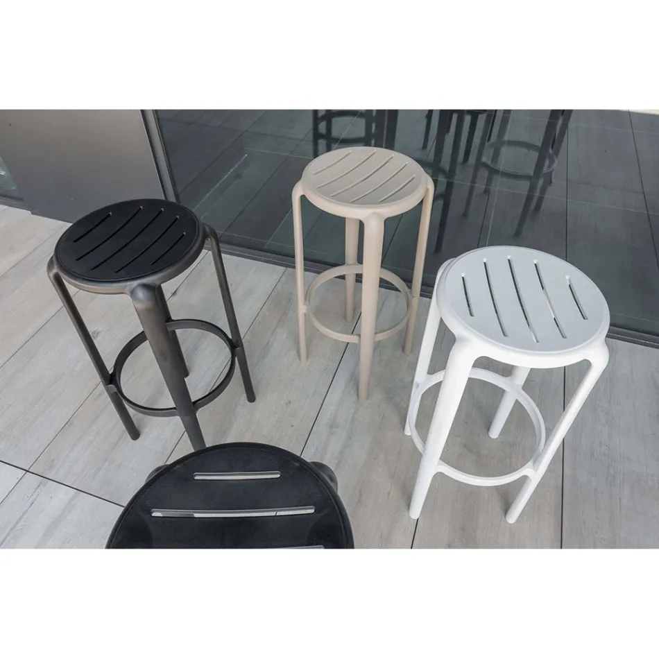 Stool in Polypropylene Reinforced with Fiberglass in Different Colors - Neev Viadurini