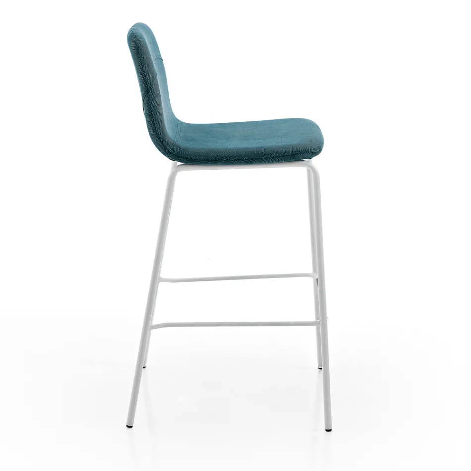 Stool in Colored Fabric and Modern Metal Made in Italy - Nautilus Viadurini