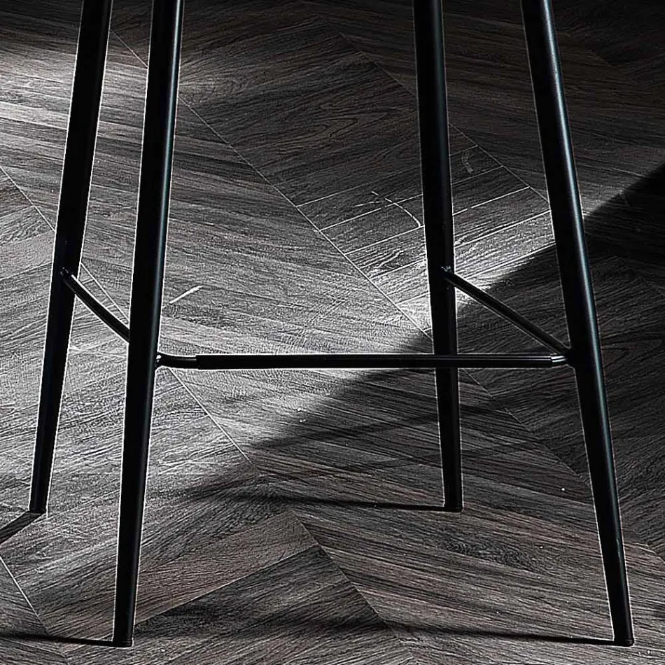 Stool in Fabric and Anthracite Metal Design Made in Italy - Marianet Viadurini