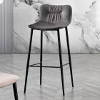 Stool in Leather Effect Fiber Fabric and Metal Made in Italy - Gohan Viadurini