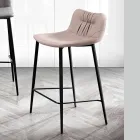 Stool in Leather Effect Fiber Fabric and Metal Made in Italy - Gohan Viadurini