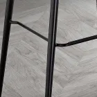 Stool in Leather Effect Fiber Fabric and Metal Made in Italy - Gohan Viadurini