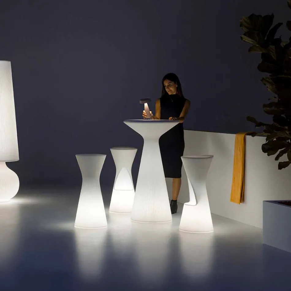 Luminous Outdoor Stool in Polyethylene with LED Made in Italy - Desmond Viadurini