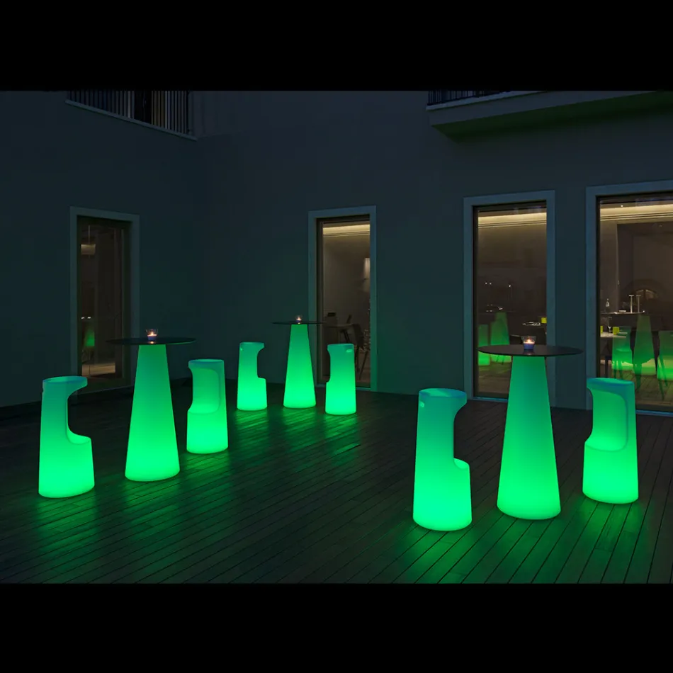 Outdoor Luminous Stool in Polyethylene with LED Light Made in Italy - Forlina Viadurini