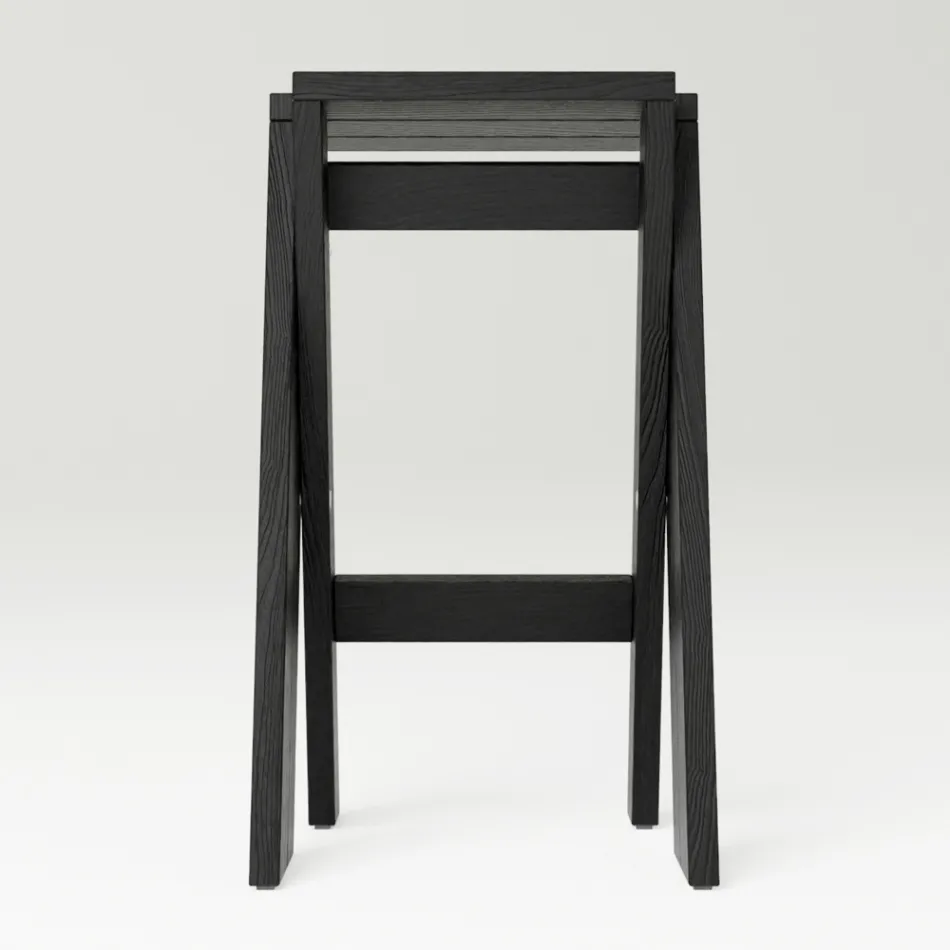 Folding and Stackable Stool in Solid Ash - Write Viadurini